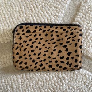 Madewell Leather and Faux Leopard Clutch